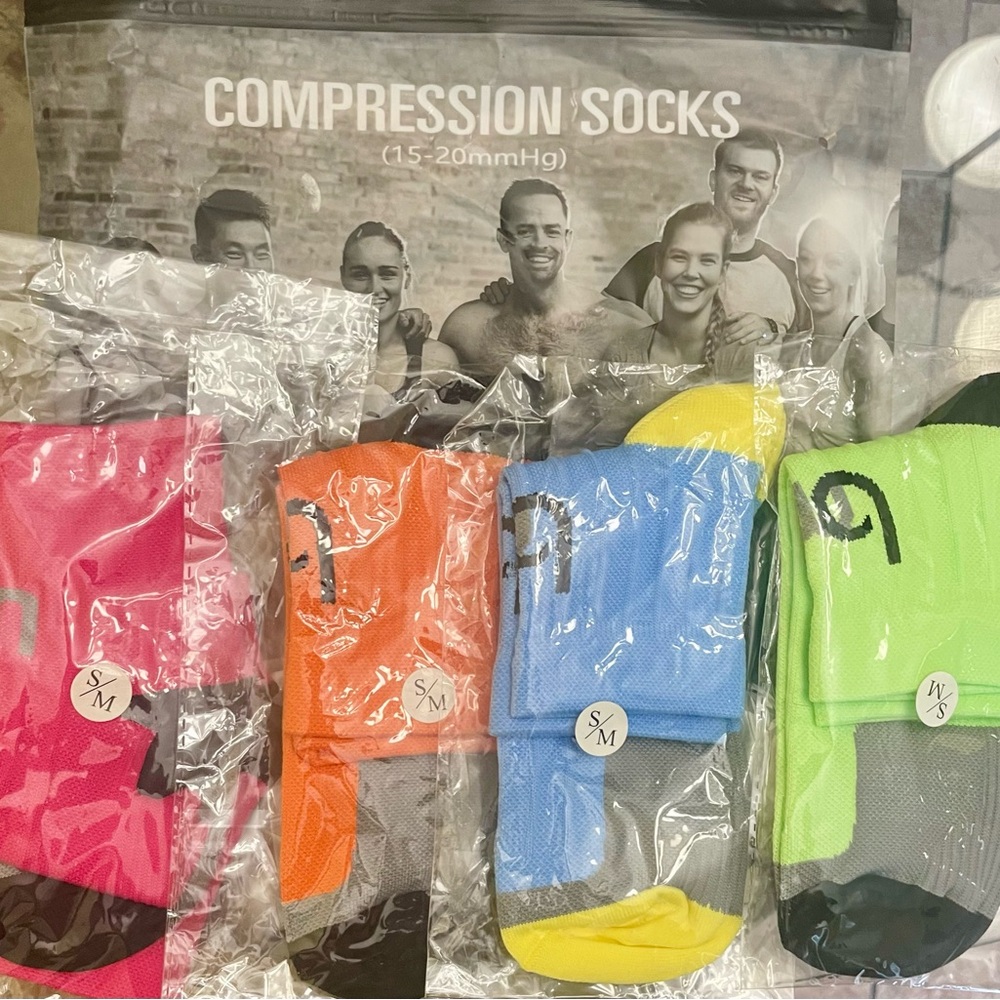 Unisex Compression Socks Set - Pink, Orange, Blue, Green
